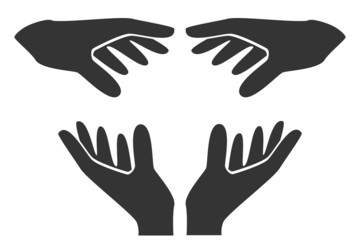 silhouettes of hands, black and white vector illustration, isolated on white background