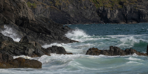Waves breaking on the coast, Ballyferriter, County Kerry, Ireland