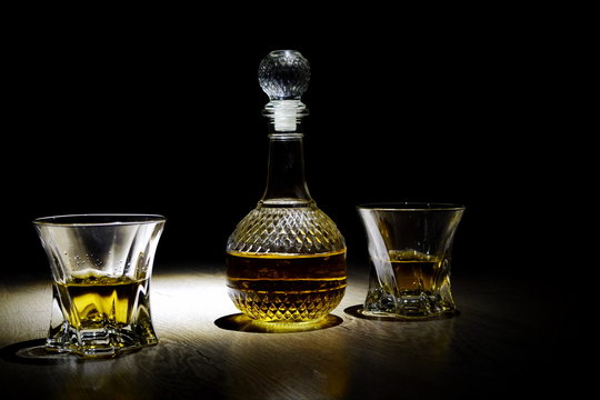 bottle and glass of whiskey