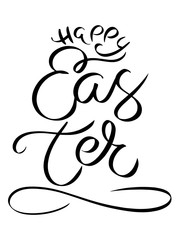 Fototapeta premium Black sign Happy Easter greeting card. Calligraphy postcard Pascha. Handdrawn Happy Easter Day lettering. Hand written Holy Palm Sunday style. Spring invitation card. Holiday Vertical Christian poster
