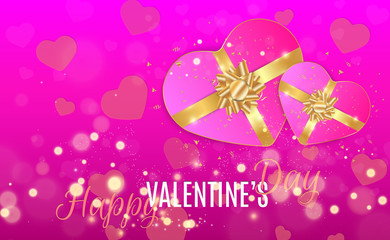 Fototapeta na wymiar Happy Valentine's Day vector illustration on a beautiful background with beautiful hearts.
