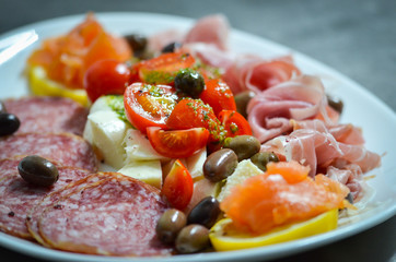 delicious charcuterie mix plate - starter dish
