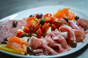 delicious charcuterie mix plate - starter dish