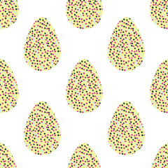 Pattern with multi-colored abstract Easter eggs. Watercolor decorative drawing