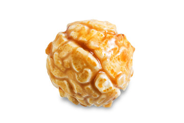 Caramel popcorn on a white isolated background