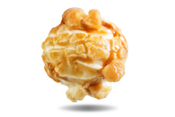 Caramel popcorn on a white isolated background