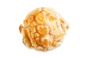 Caramel popcorn on a white isolated background