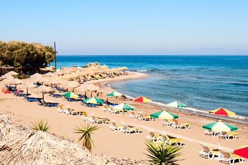 Coastline with parasols.