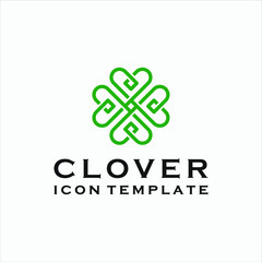 clover logo outline geometric vector icon design template