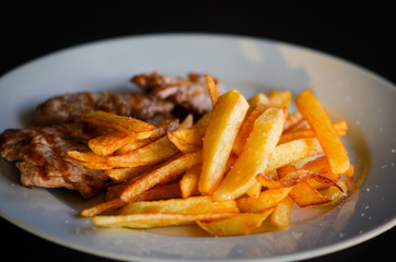 delicious fried meat & french fries