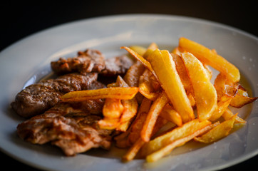 delicious fried meat & french fries