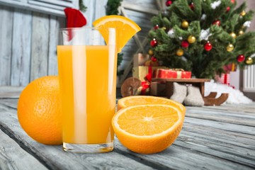 Orange Juice in glass on   background.