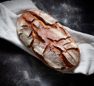 Overhead view of freshly baked bread