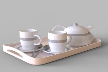 Tea cup. 3D rendering.