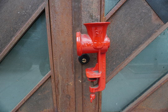 Old Red Door Handle Gas Valve