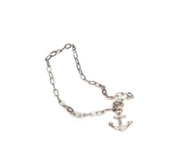 Silver necklaces with anchor pendant isolated on a white background