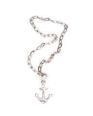 Silver necklaces with anchor pendant isolated on a white background