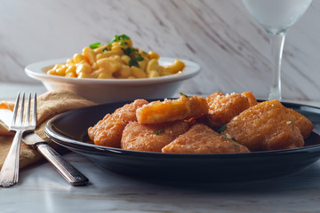 Battered Macaroni and Cheese Wedges