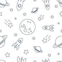 Tischdecke Raketen und Planeten im Weltraum. Vektormuster © Irina 27