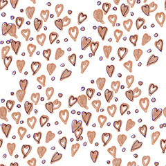 seamless pattern with delicate brown hearts