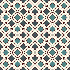 Contemporary geometric pattern. Repeated squares, diamonds motif. Simple ornament. Modern abstract background. Seamless surface design. Geo wallpaper. Digital paper, textile print. Vector art