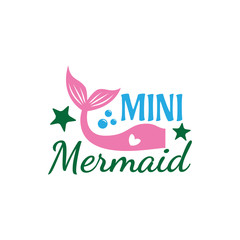 mini mermaid family baby and kid funny pun vector graphic design for cutting machine craft and print