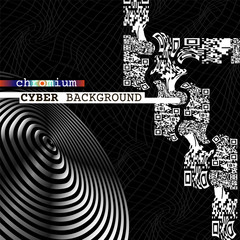 Artistic cyber background. Creative layout for your design, poster, card, banner and motion production. Unique chromium, metallic, gradient and wireframe graphic elements.