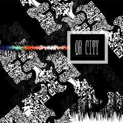 QR code creative background. Urban cityscape illusion. Vector Eps 10.