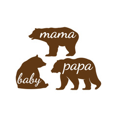 bear family papa mama and baby vector graphic design for cutting machine craft and print