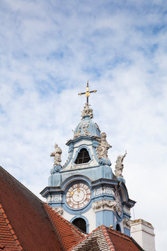 Austria, Lower Austria, Wachau, Durnstein, Durnstein Abbey, Collegiate church tower