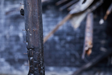 The building burned down. The concept of the consequences of a fire.