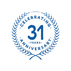 31 years design template. 31st logo. Vector and illustration.