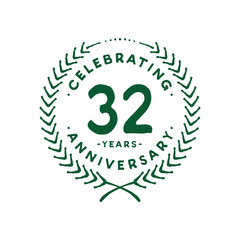 32 years design template. 32nd logo. Vector and illustration.