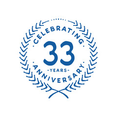 33 years design template. 33rd logo. Vector and illustration.