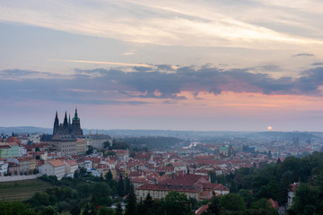 Naklejka premium Pink sunrize over Prague,