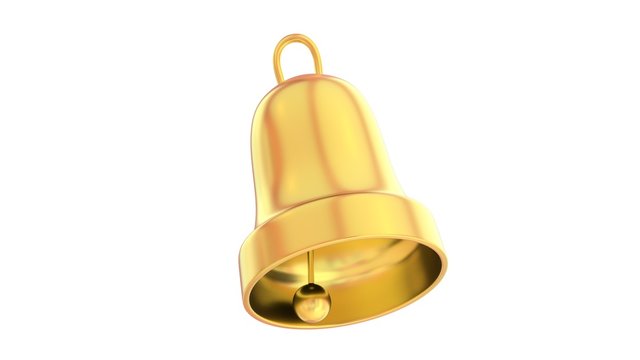 Christmas Bell Isolated On White Background, Gold, Jingle Bell, 3D-rendering