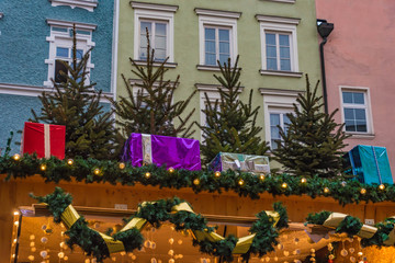christmas decoration at the advent market in rosenheim, bavaria