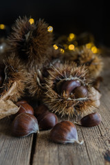 chestnuts on rustic table