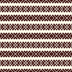 Ethnic, tribal seamless surface pattern. Embroidery ornament. Folk background. Repeated geometric symbols motif