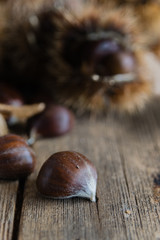 chestnuts on rustic table