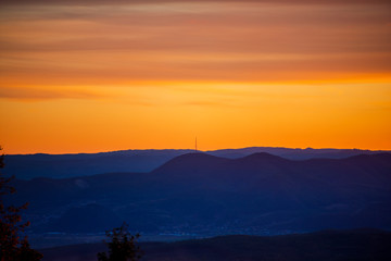 Red sky at the sunset