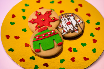 christmas cookies in a gold dish