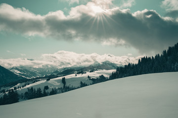 Winter view of the Swiss Alps