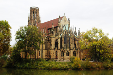Fototapeta na wymiar Johanneskirche am Feuersee, Stuttgart, Germany 