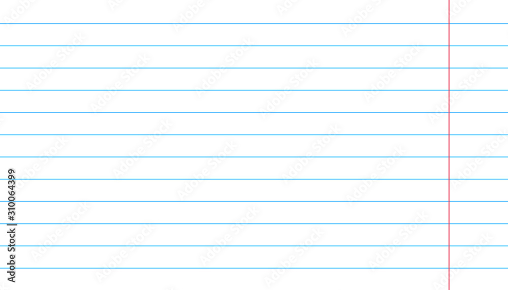 Poster Notebook paper texture lined page template. Blank paper sheet with lines for memo, homework or exercises - stock vector