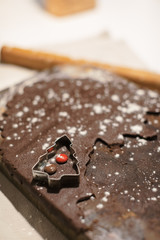 Homemade christmas cookies. Christmas homemade gingerbread cookies in form of Christmas tree.