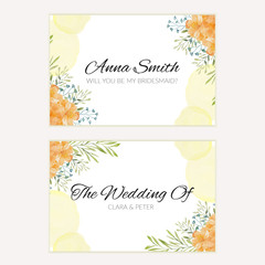 Bridesmaid greeting card with watercolor floral decoration