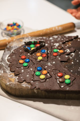 Homemade christmas cookies. Christmas homemade gingerbread cookies in form of Christmas tree.