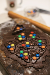 Homemade christmas cookies. Christmas homemade gingerbread cookies in form of Christmas tree.