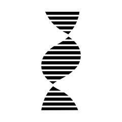 Right-handed DNA helix glyph icon. B-DNA. Deoxyribonucleic, nucleic acid. Chromosome. Molecular biology. Genetic code. Genetics. Silhouette symbol. Negative space. Vector isolated illustration